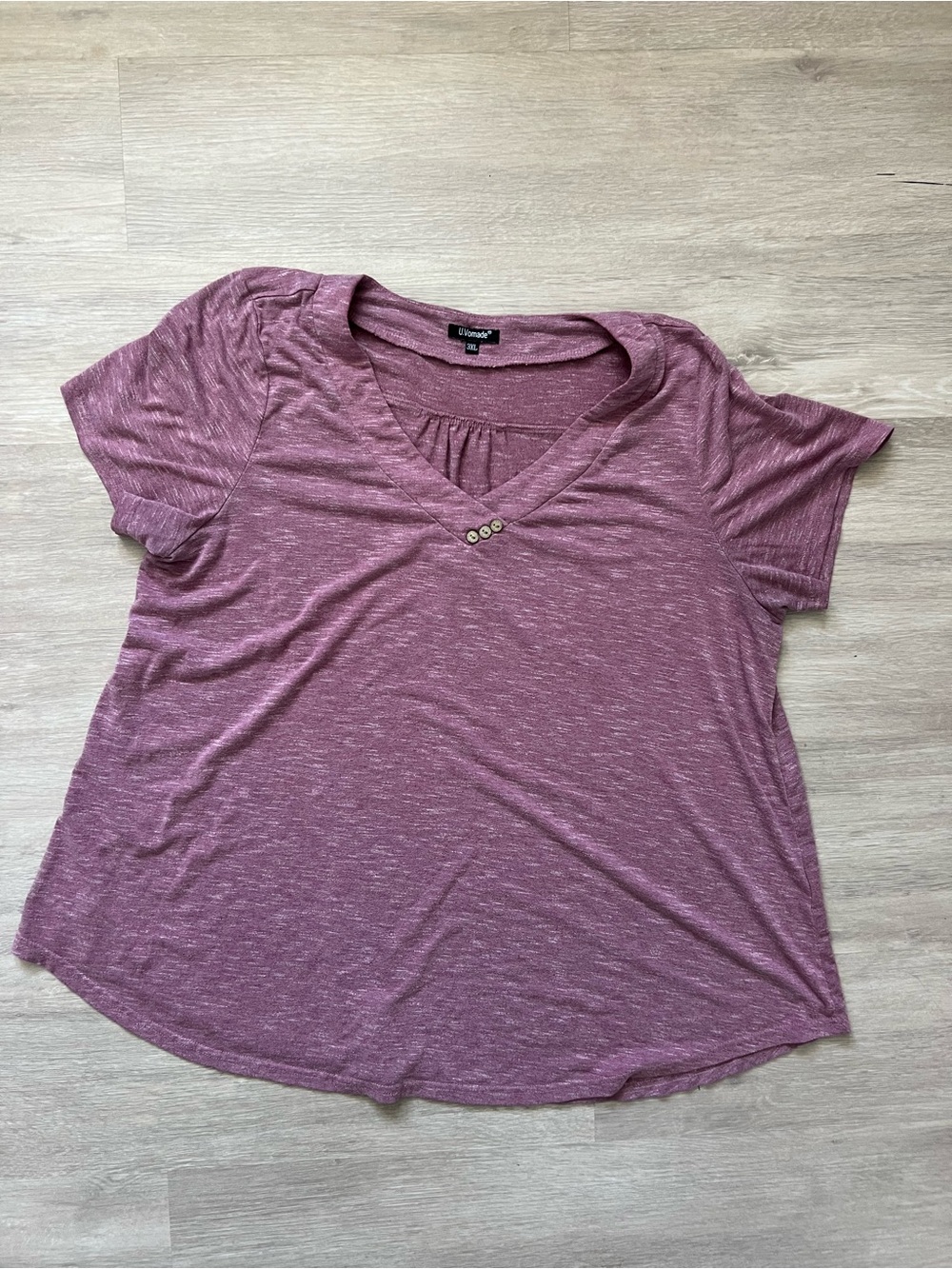 Relaxed V-Neck Short Sleeve Tee in Mauve 3XL